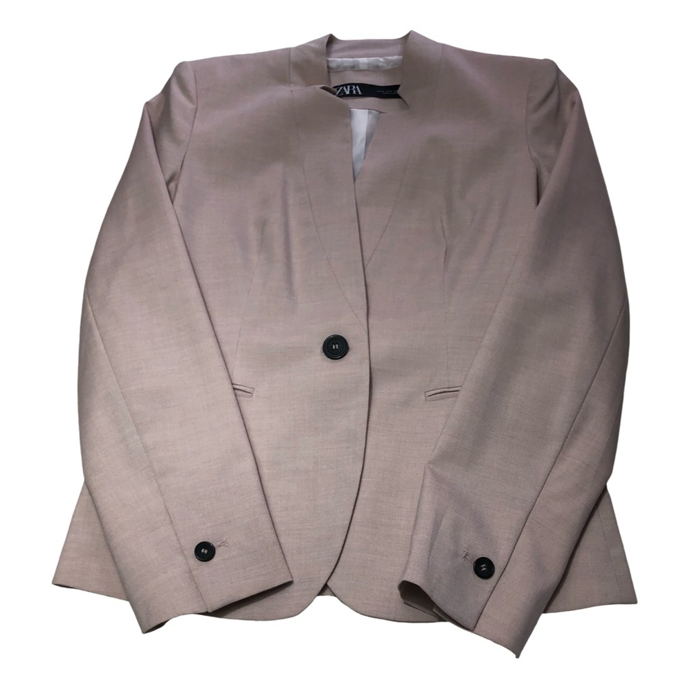 Zara Blush Pink Structured Blazer and Slim Trouser Suit Set Size 4 NWOT - Picture 6 of 13